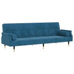 Vidaxl canap - lit avec coussins bleu velours