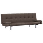 Vidaxl canap� - lit avec deux oreillers marron similicuir