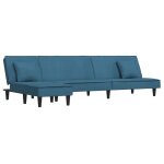 Vidaxl canap - lit en forme de l bleu 255x140x70 cm velours