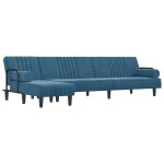 Vidaxl canapé - lit en forme de l bleu 260x140x70 cm velours Vidaxl canapé - lit en forme de l bleu 260x140x70 cm velours