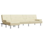 Vidaxl canap - lit en forme de l crme 255x140x70 cm similicuir
