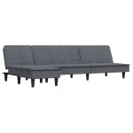 Vidaxl canap - lit en forme de l gris 255x140x70 cm velours