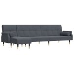 Vidaxl canap - lit en forme de l gris 271x140x70 cm velours