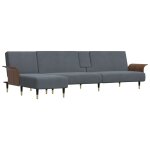 Vidaxl canap� - lit en forme de l gris 279x140x70 cm velours