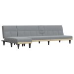 Vidaxl canap - lit en forme de l gris clair 255x140x70 cm tissu