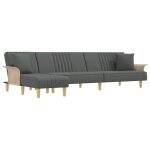Vidaxl canap - lit en forme de l gris fonc 279x140x70 cm tissu