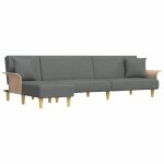 Vidaxl canap� - lit en forme de l gris fonc� 279x140x70 cm tissu