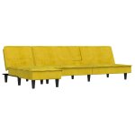 Vidaxl canap - lit en forme de l jaune 255x140x70 cm velours