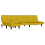 Vidaxl canap - lit en forme de l jaune 255x140x70 cm velours