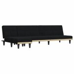 Vidaxl canap� - lit en forme de l noir 255x140x70 cm tissu