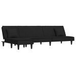 Vidaxl canapé - lit en forme de l noir 255x140x70 cm velours Vidaxl canapé - lit en forme de l noir 255x140x70 cm velours
