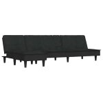 Vidaxl canap - lit en forme de l noir 255x140x70 cm velours