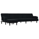 Vidaxl canap - lit en forme de l noir 260x140x70 cm velours