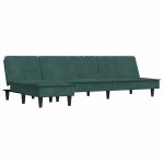 Vidaxl canapé - lit en forme de l vert foncé 255x140x70 cm velours Vidaxl canapé - lit en forme de l vert foncé 255x140x70 cm velours