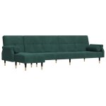Vidaxl canapé - lit en forme de l vert foncé 271x140x70 cm velours Vidaxl canapé - lit en forme de l vert foncé 271x140x70 cm velours
