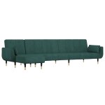 Vidaxl canapé - lit en forme de l vert foncé 275x140x70 cm velours Vidaxl canapé - lit en forme de l vert foncé 275x140x70 cm velours
