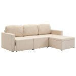 Vidaxl canapé - lit modulaire 3 places crème tissu Vidaxl canapé - lit modulaire 3 places crème tissu