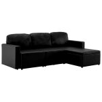 Vidaxl canap - lit modulaire 3 places noir similicuir