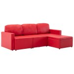 Vidaxl canapé - lit modulaire 3 places rouge similicuir Vidaxl canapé - lit modulaire 3 places rouge similicuir