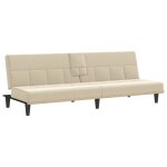 Vidaxl canap - lit avec porte - gobelets crme tissu