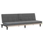 Vidaxl canap - lit avec porte - gobelets gris fonc tissu