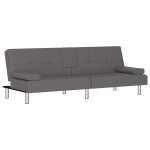 Vidaxl canap - lit avec porte - gobelets gris similicuir