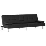 Vidaxl canap - lit avec porte - gobelets noir similicuir