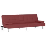 Vidaxl canap - lit avec porte - gobelets rouge bordeaux similicuir