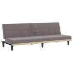Vidaxl canap - lit avec porte - gobelets taupe tissu
