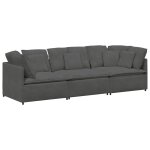 Vidaxl canap� modulable avec coussins velours c�tel� gris fonc�
