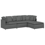 Vidaxl canap� modulaire et repose - pieds et coussins tissu gris fonc�