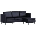 Vidaxl canap sectionnel  3 places cuir synthtique noir