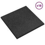 Vidaxl carreaux de protection antichoc 18pcs caoutchouc 50x50x3cm noir