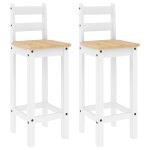 Vidaxl chaises de bar lot de 2 blanc bois de pin solide