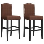 Vidaxl chaises de bar lot de 2 bois massif d'hva et tissu