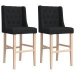 Vidaxl chaises de bar lot de 2 bois massif d'hévéa et tissu Vidaxl chaises de bar lot de 2 bois massif d'hévéa et tissu