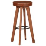 Vidaxl chaises de bar lot de 2 cuir vritable et bois d'acacia solide