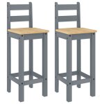 Vidaxl chaises de bar lot de 2 gris bois de pin solide