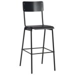 Vidaxl chaises de bar lot de 4 noir contreplaqu solide et acier