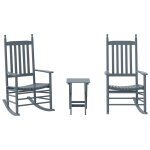 Vidaxl chaises � bascule lot de 2 table pliable gris massif peuplier