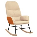 Vidaxl chaise � bascule blanc cr�me tissu