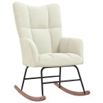 Vidaxl chaise à bascule blanc crème velours Vidaxl chaise à bascule blanc crème velours