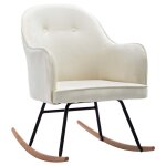 Vidaxl chaise � bascule blanc cr�me velours