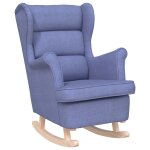Vidaxl chaise � bascule bleu jean 74x90x102 cm tissu