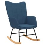 Vidaxl chaise � bascule bleu tissu