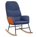 Vidaxl chaise � bascule bleu tissu
