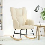 Vidaxl chaise � bascule cr�me tissu