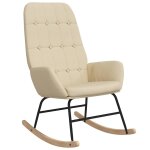 Vidaxl chaise � bascule cr�me tissu