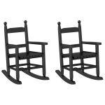 Vidaxl chaises � bascule enfants lot de 2 noir bois de peuplier massif