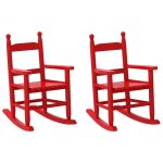 Vidaxl chaises � bascule enfants lot de 2 rouge bois peuplier massif